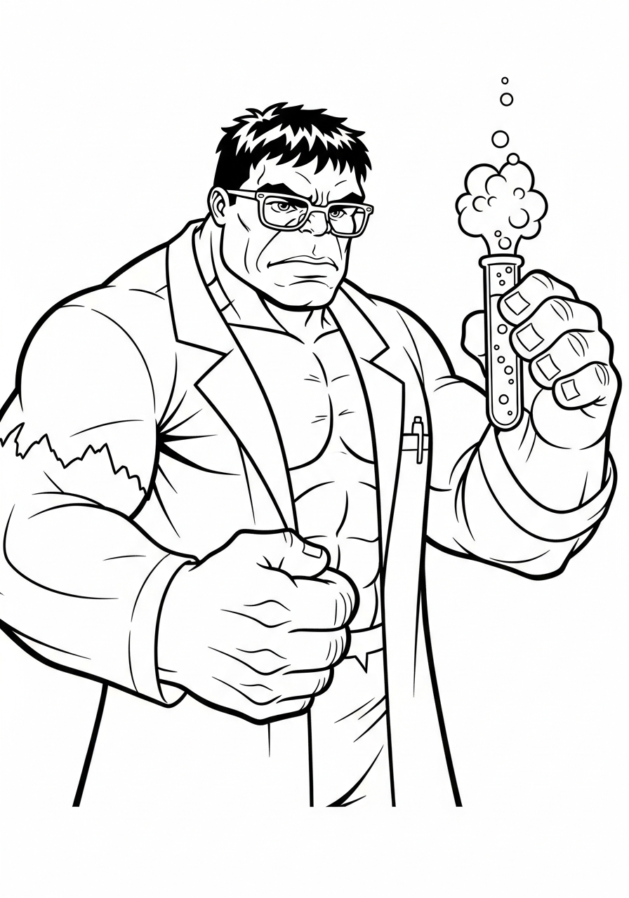 Smart Professor Hulk wearing glasses coloring page