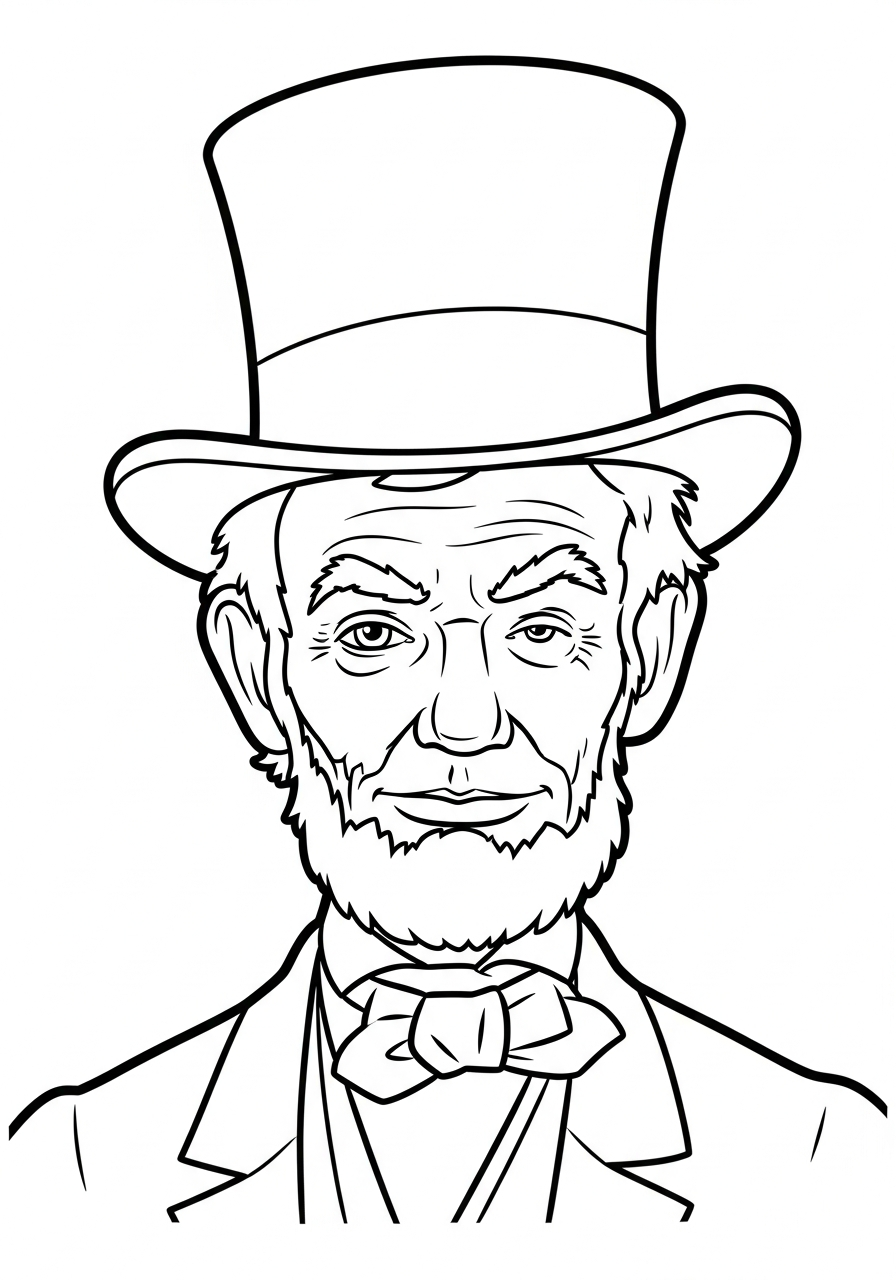 Abraham Lincoln Coloring Pages 21 Smiling cartoon Abraham Lincoln face coloring page