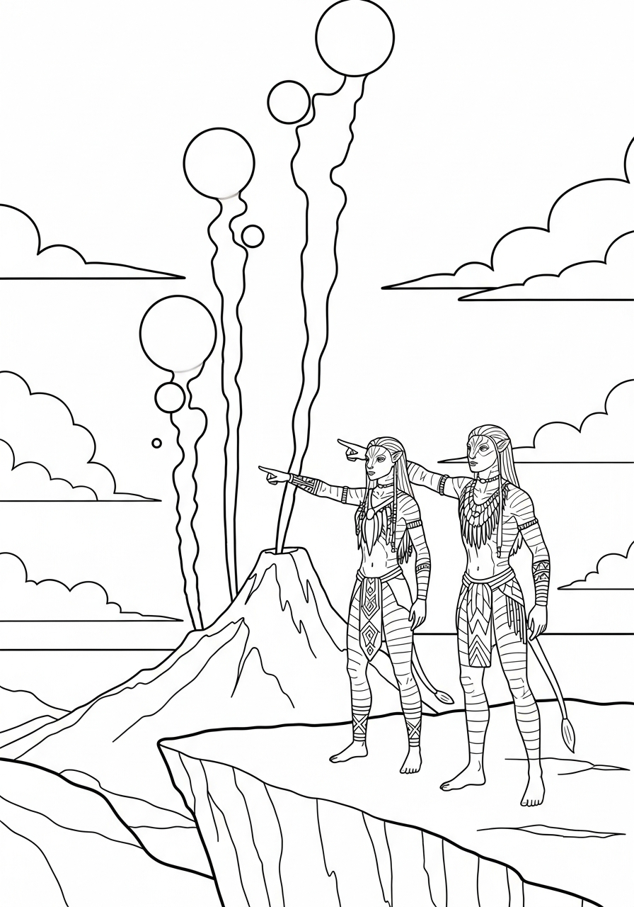 Smoke signals cliff Avatar 3 coloring page