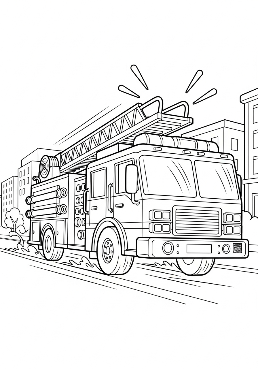 Fire Truck Coloring Pages 23 Speeding city rescue fire truck coloring page
