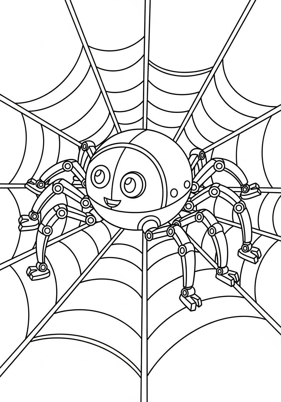 Robot Coloring Pages 37 Spider robot with eight legs coloring page