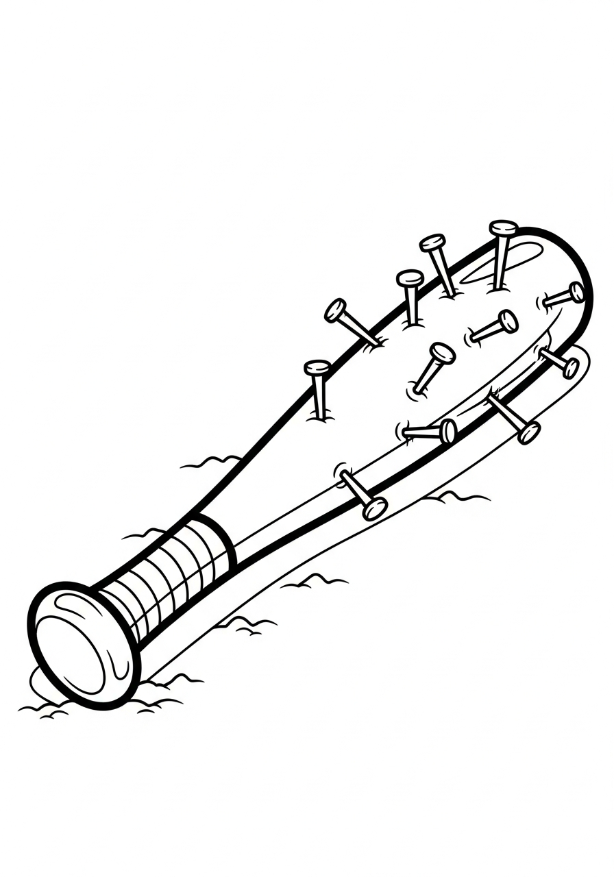Stranger Things Coloring Pages 20 Spiked baseball bat weapon Stranger Things coloring page
