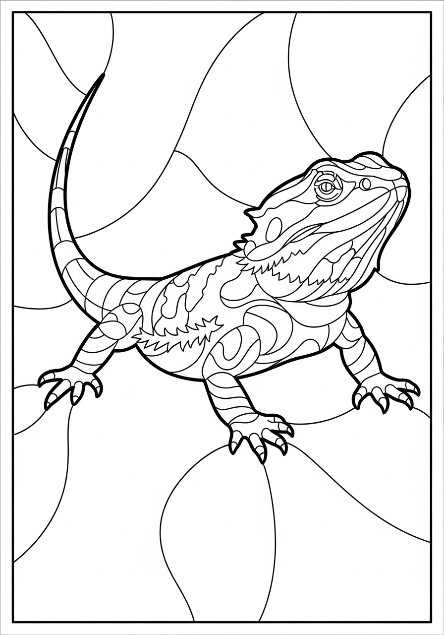 Bearded Dragon Coloring Pages 35 Stained glass Bearded Dragon coloring page