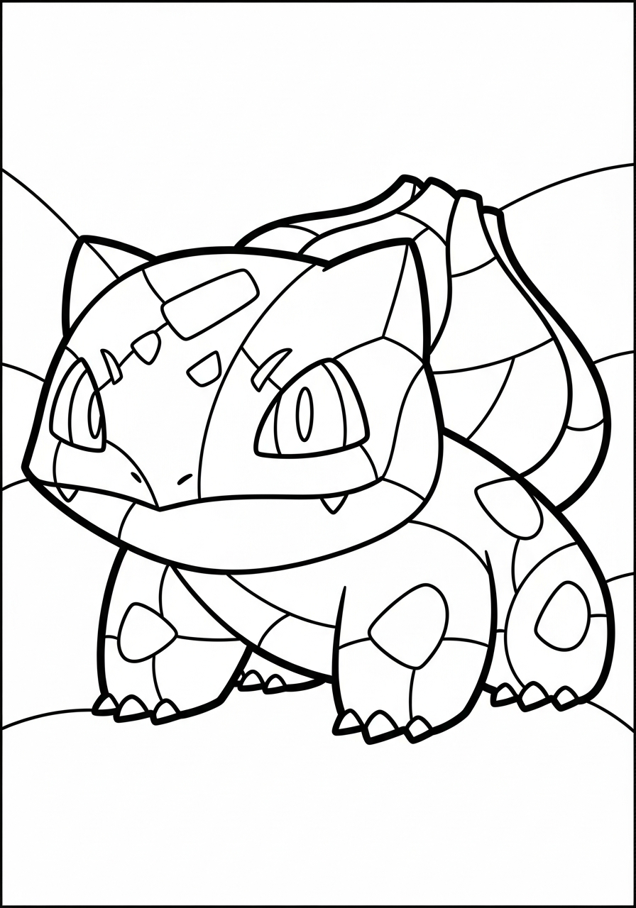 Bulbasaur Coloring Pages 27 Stained glass Bulbasaur design coloring page