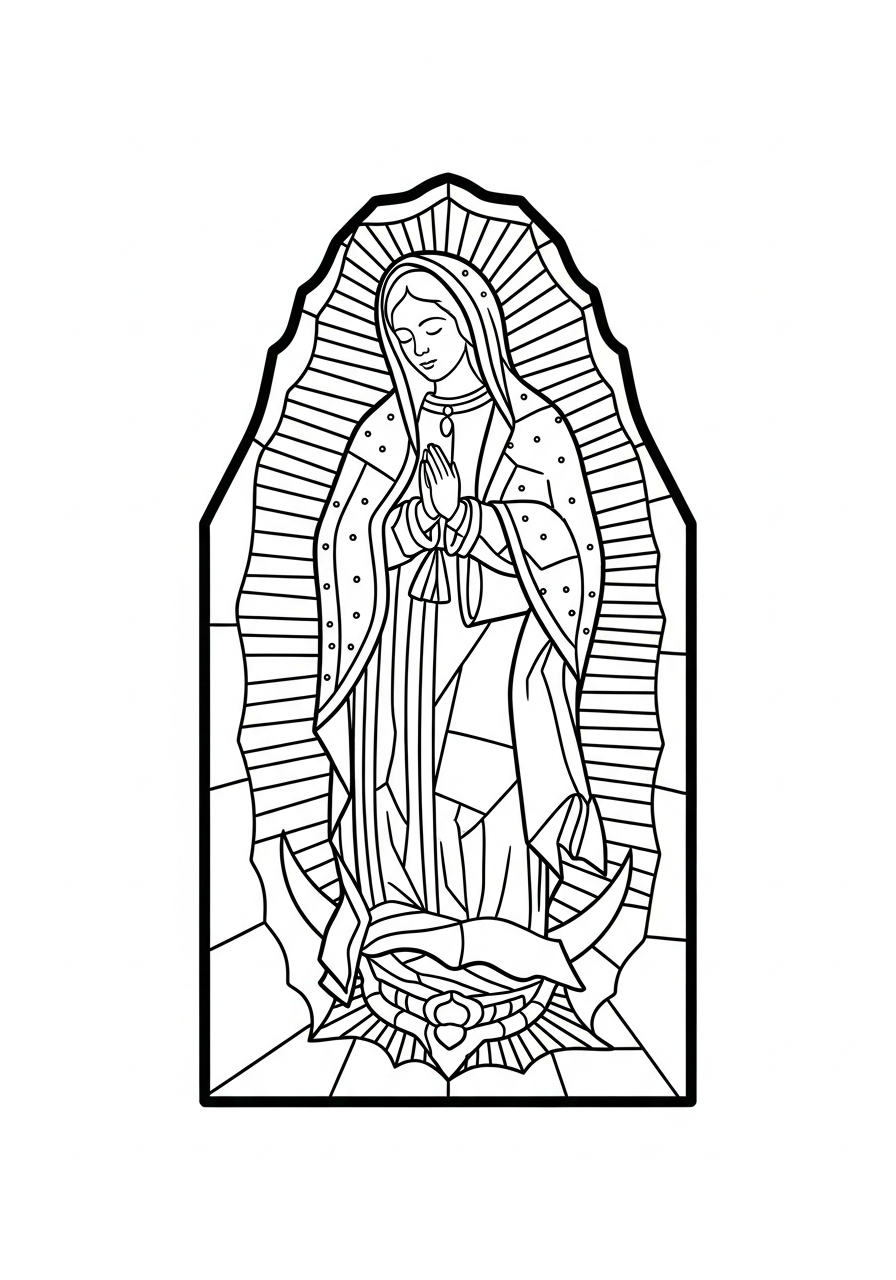 Our Lady of Guadalupe Coloring Pages 22 Stained glass Our Lady of Guadalupe coloring page