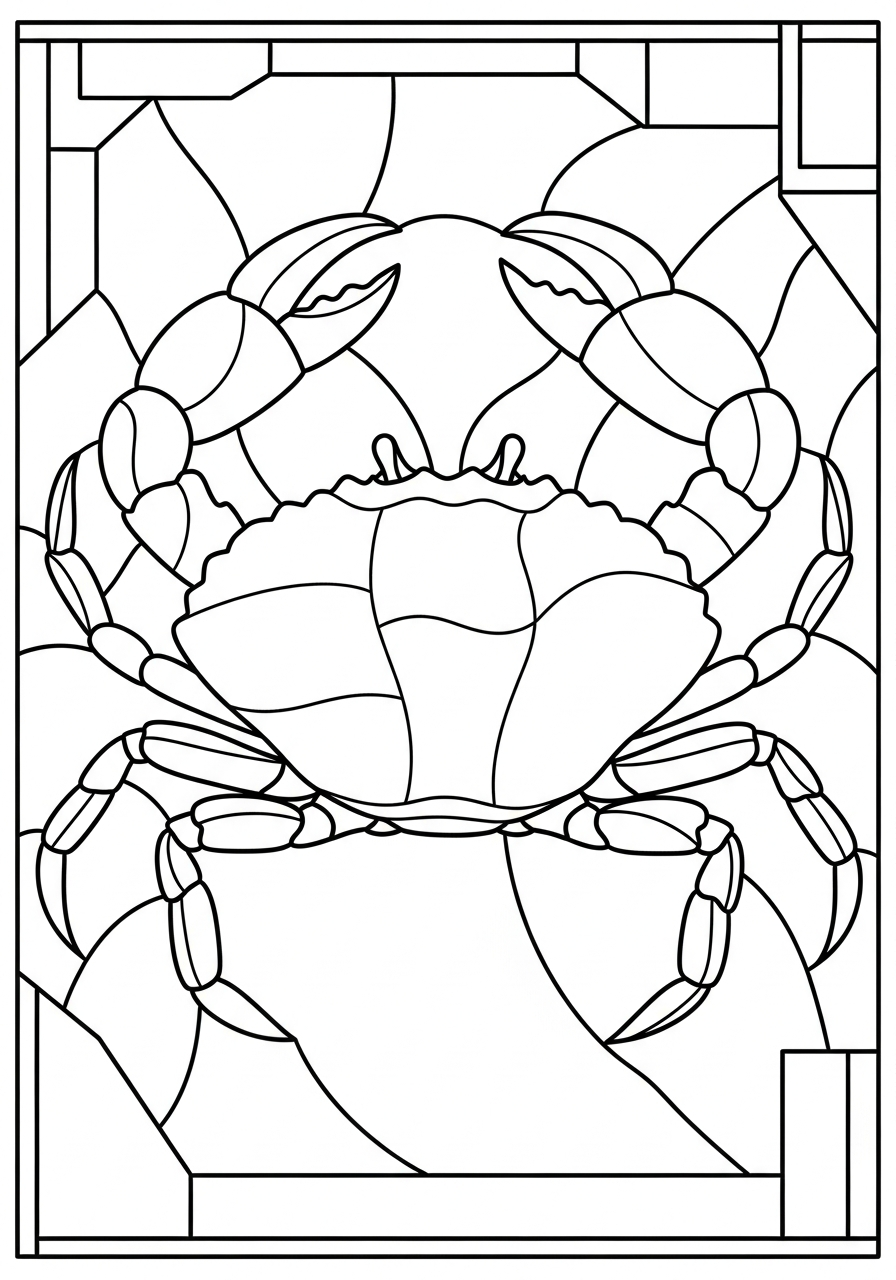 Crab Coloring Pages 31 Stained glass style crab coloring page