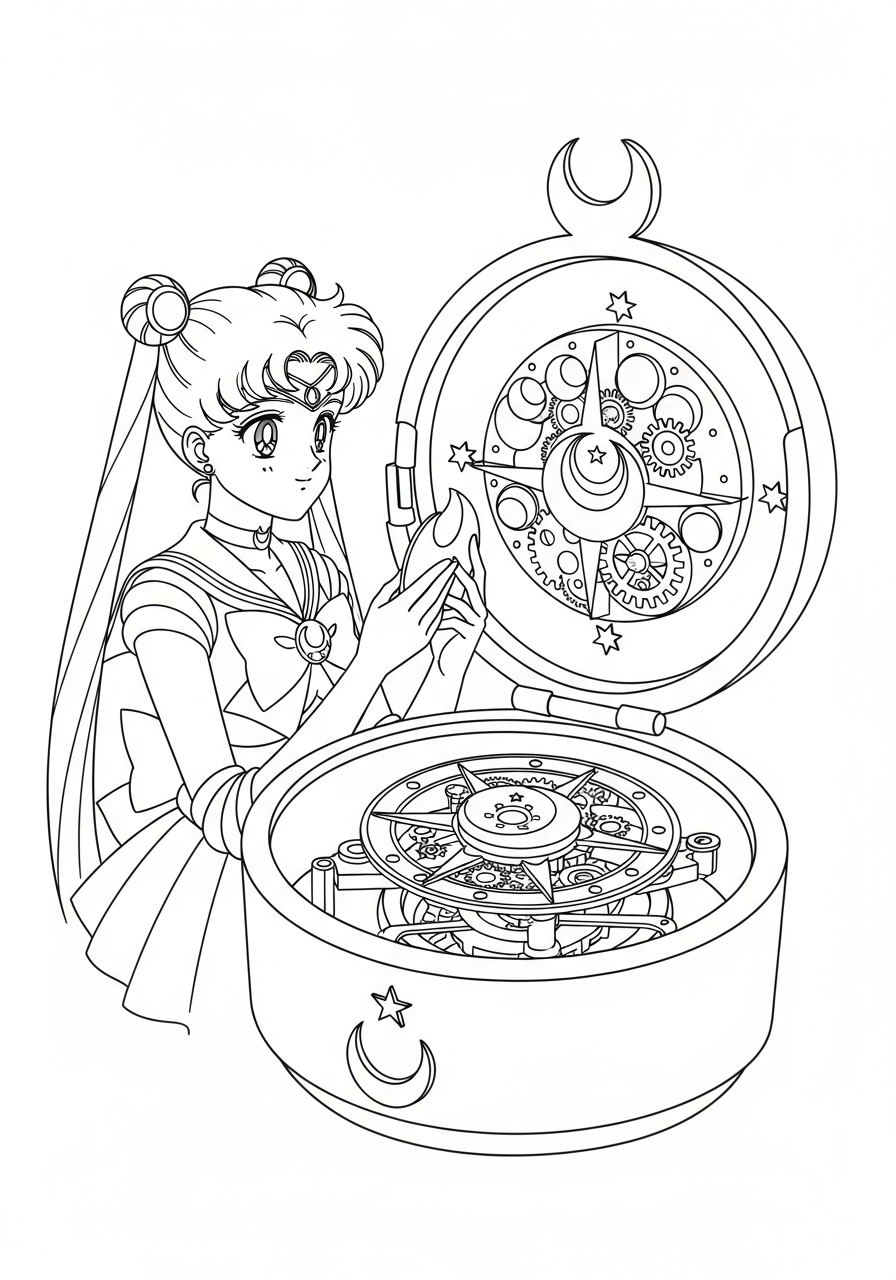 Sailor Moon Coloring Pages 28 Star Locket music box coloring page