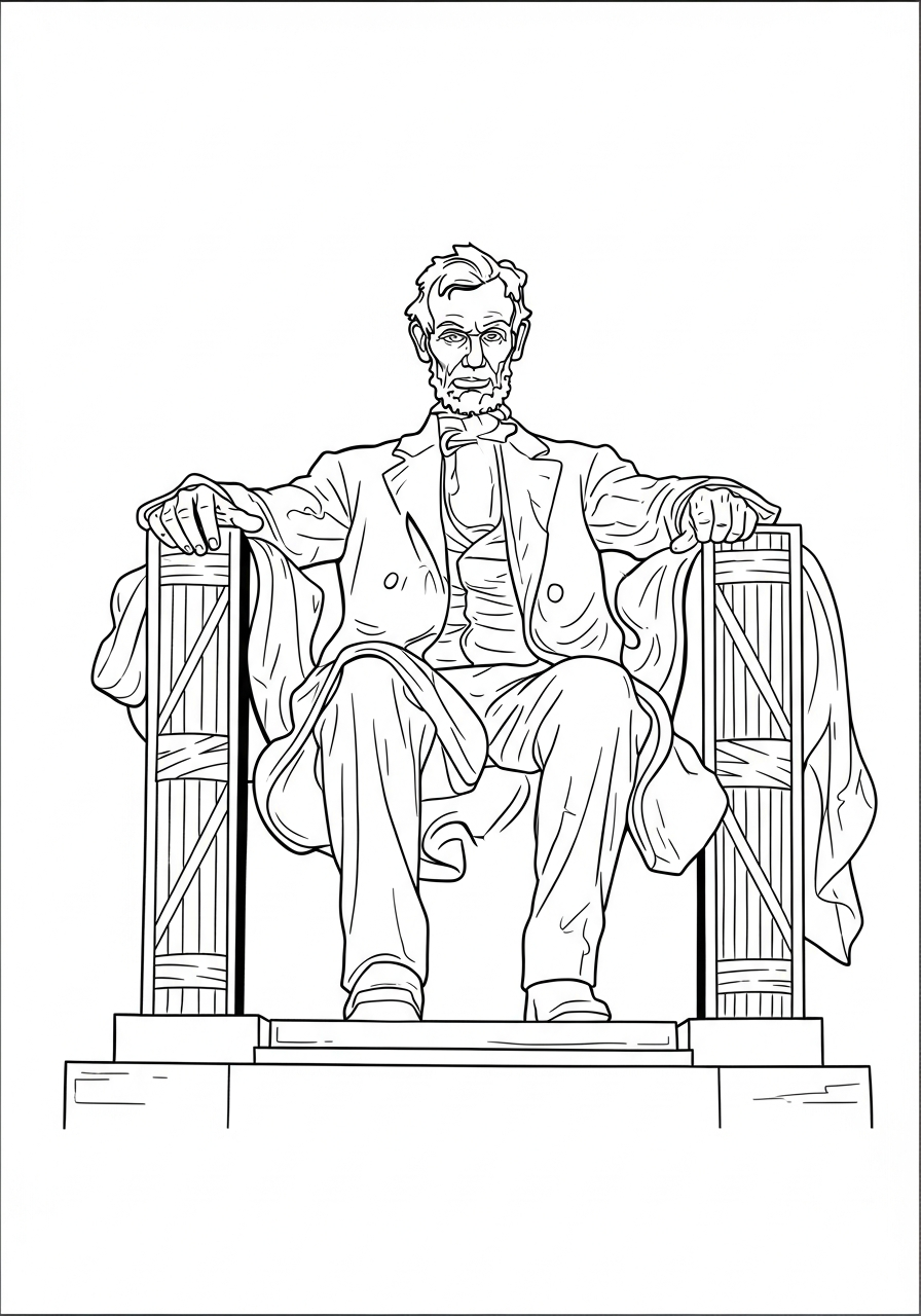 Abraham Lincoln Coloring Pages 22 Statue at Abraham Lincoln Memorial coloring page