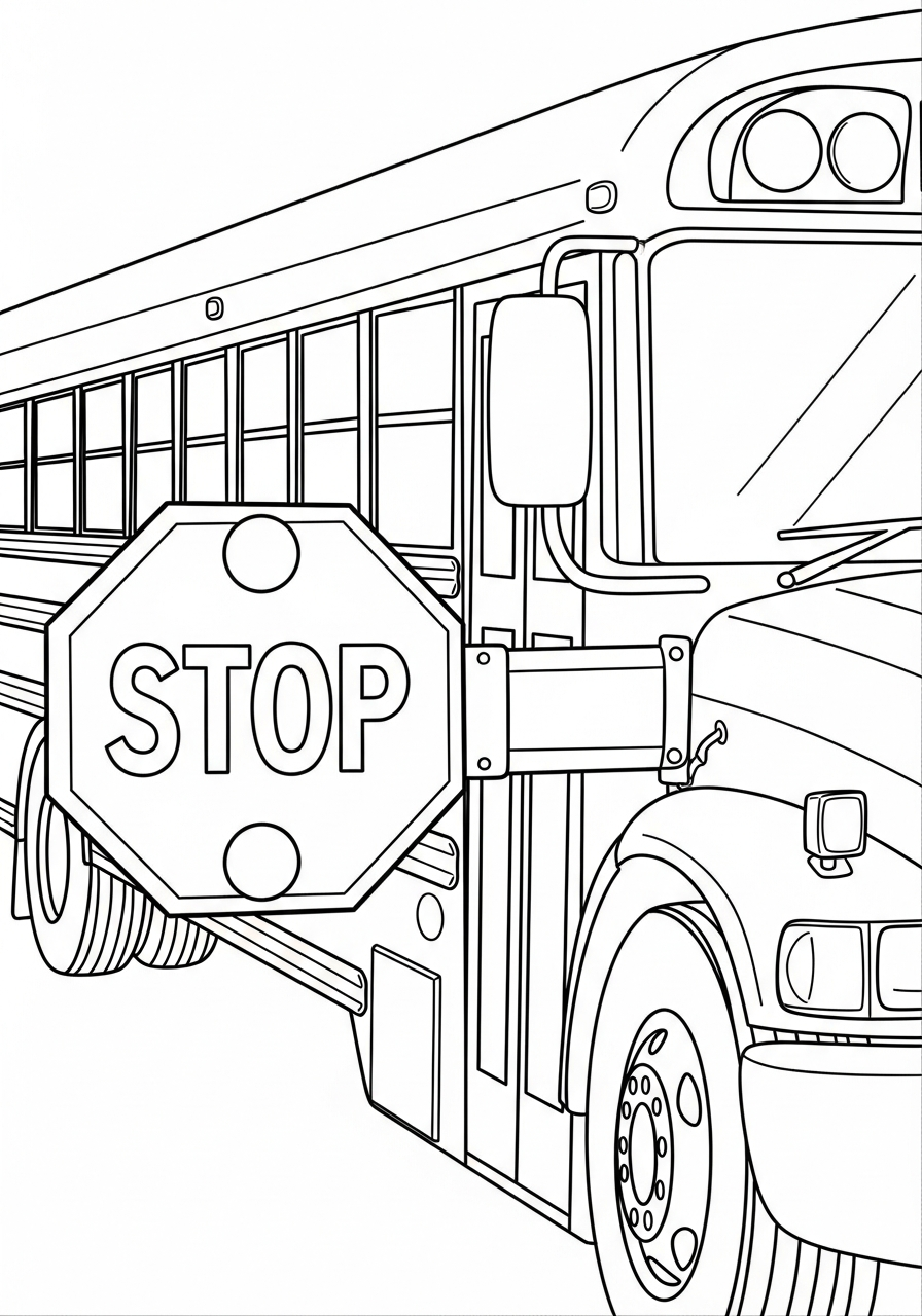 School Bus Coloring Pages 26 Stop sign on School Bus coloring page