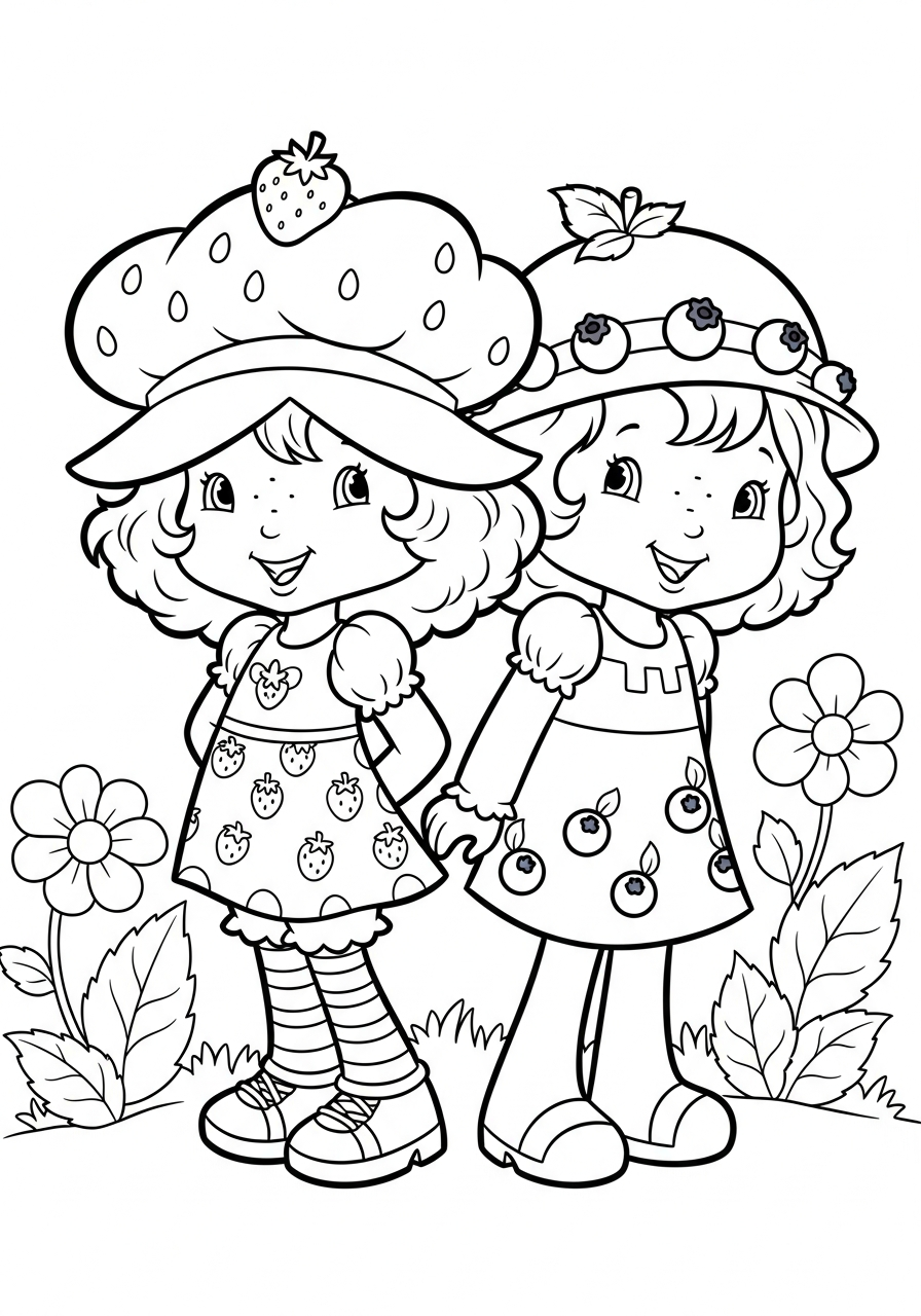 Strawberry Shortcake and Blueberry Muffin coloring page