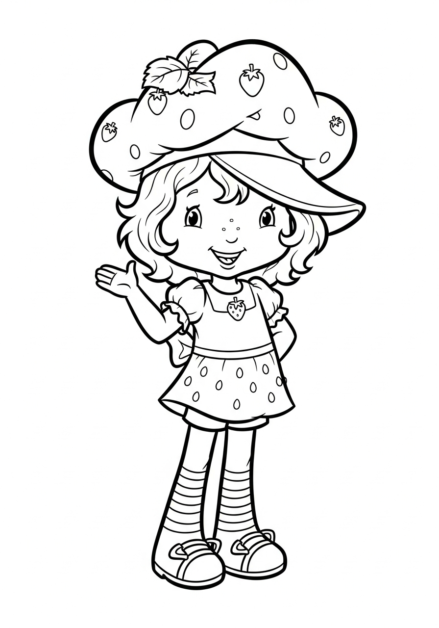 Strawberry Shortcake waving hello coloring page