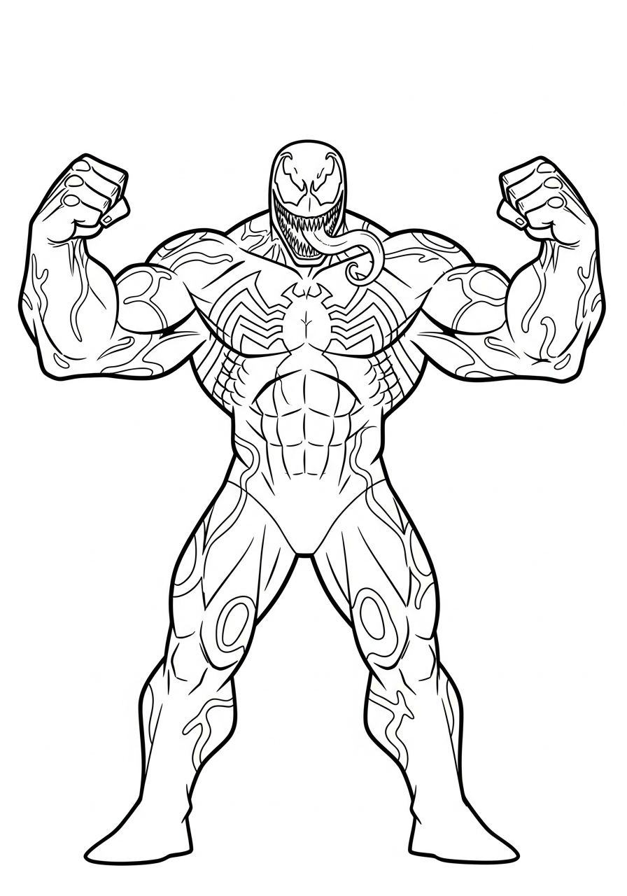 Venom Coloring Pages 13 Strong Venom standing full body coloring page