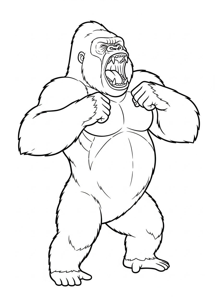 Gorilla Coloring Pages 26 Strong gorilla thumping chest coloring page