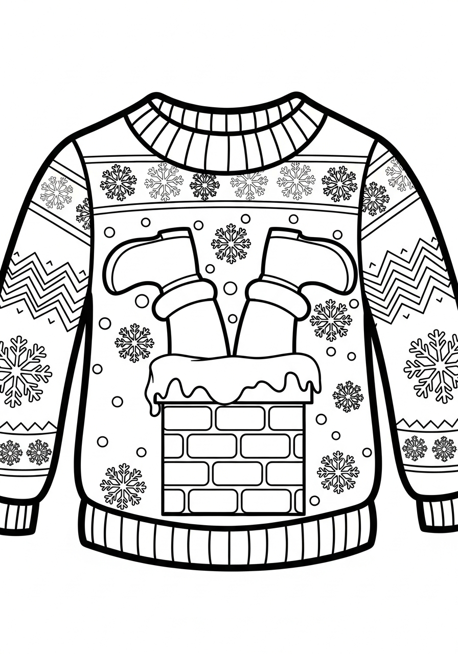 Ugly Christmas Sweater Coloring Pages 26 Stuck Santa ugly Christmas sweater coloring page