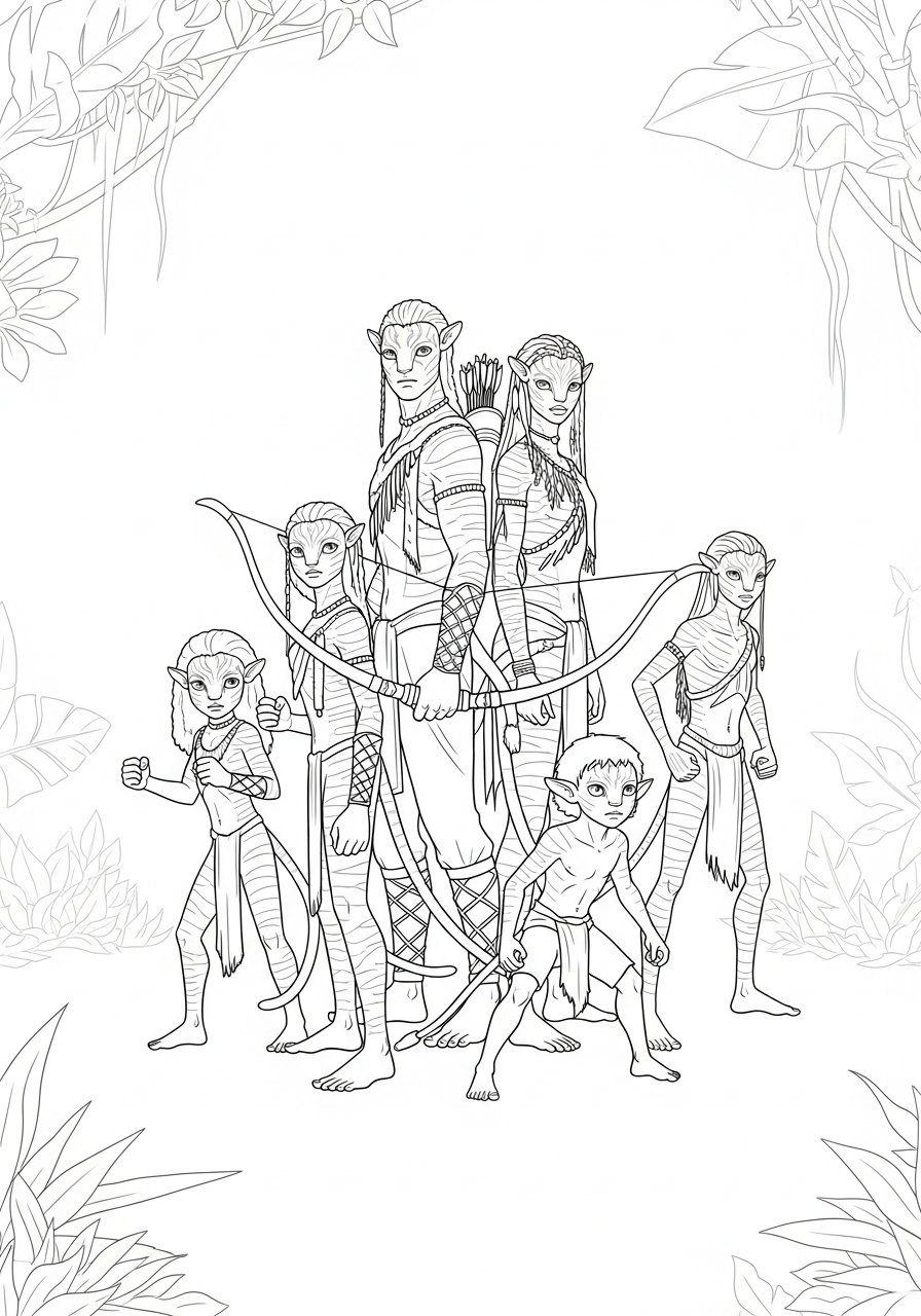 Sully family circle Avatar 3 coloring page