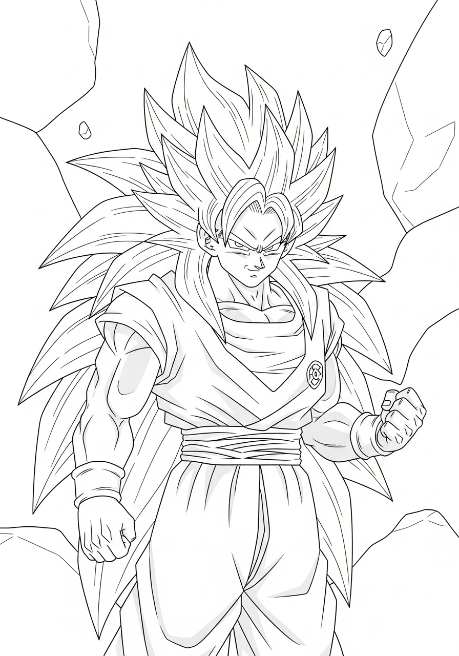 Super Saiyan 3 Goku long hair coloring page