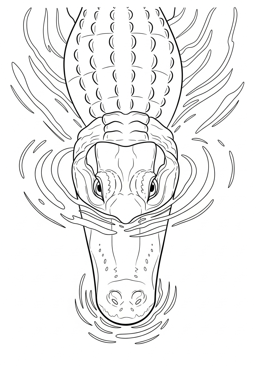 Alligator Coloring Pages 33 Swimming alligator top view water coloring page
