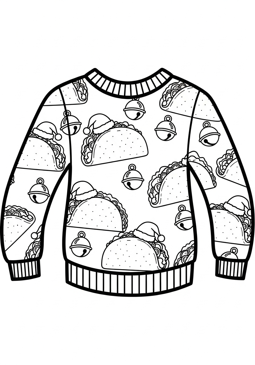 Ugly Christmas Sweater Coloring Pages 27 Taco bells ugly Christmas sweater coloring page