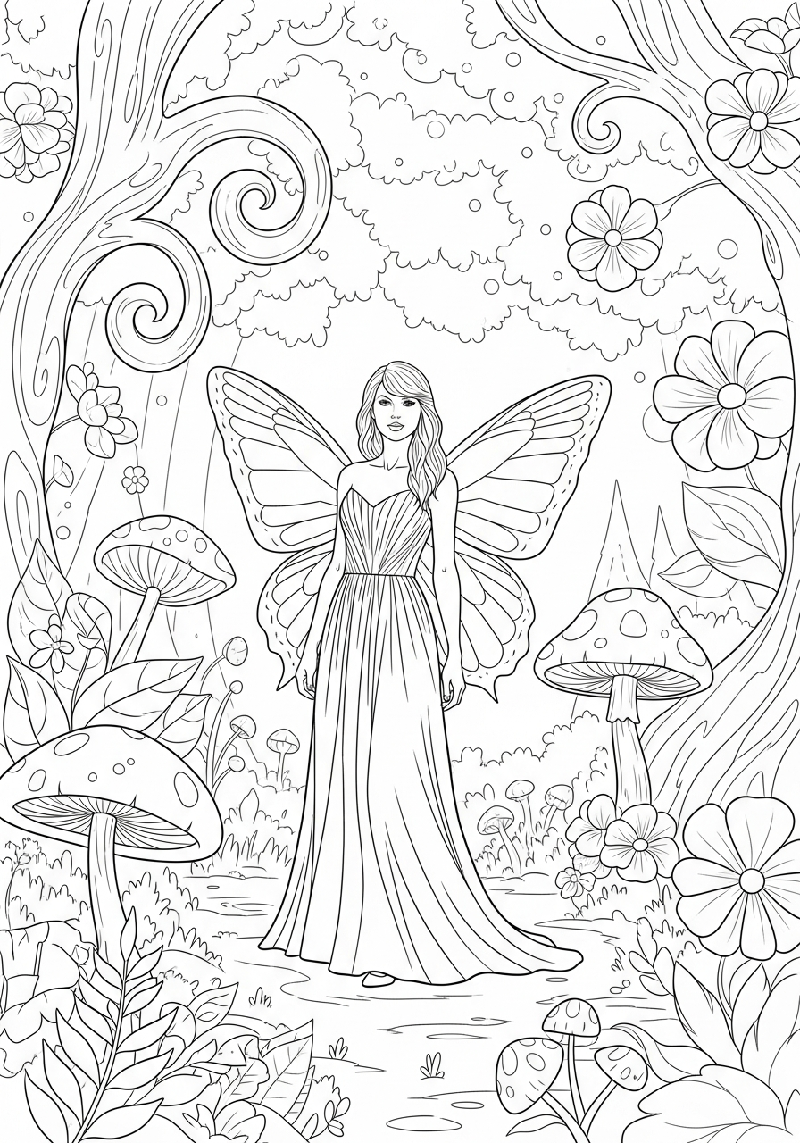 Taylor Swift Coloring Pages 3 Taylor Swift as magical fairy coloring page