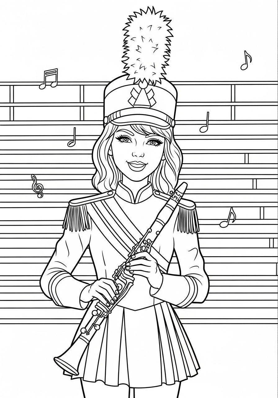 Taylor Swift Coloring Pages 13 Taylor Swift in band uniform coloring page