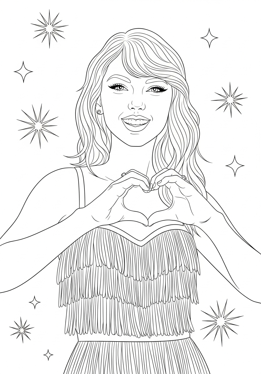 Taylor Swift Coloring Pages 16 Taylor Swift making heart hands coloring page
