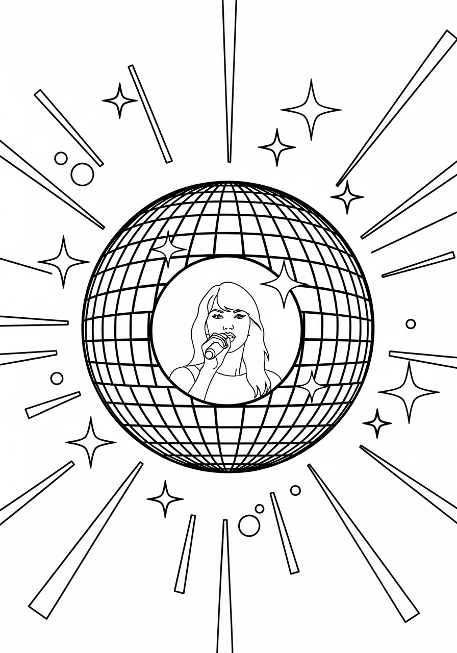 Taylor Swift Coloring Pages 20 Taylor Swift reflection in mirrorball coloring page