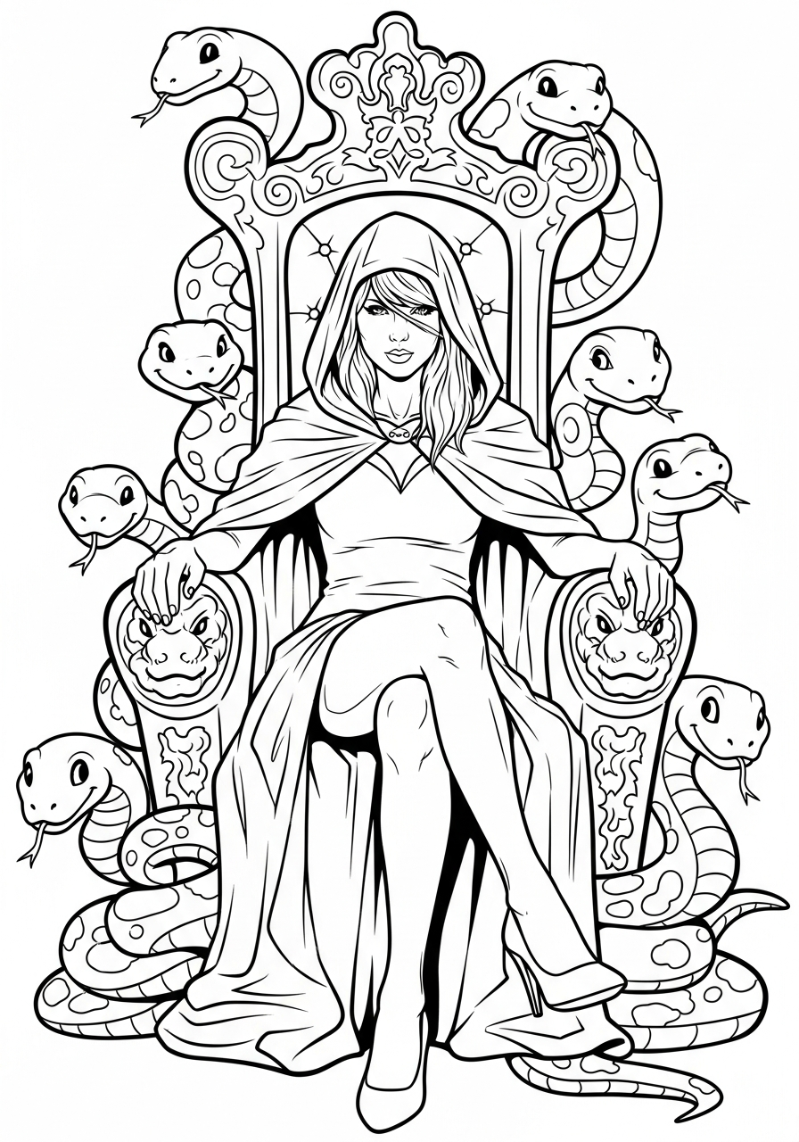 Taylor Swift Coloring Pages 21 Taylor Swift sitting on throne coloring page