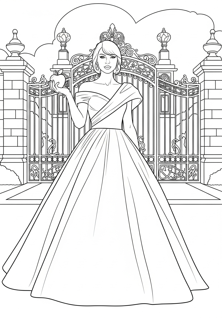 Taylor Swift Coloring Pages 22 Taylor Swift standing near mansion coloring page