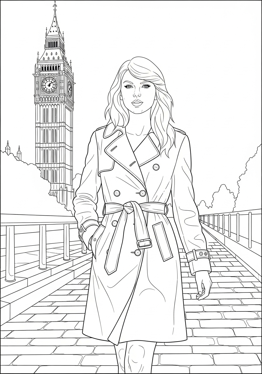 Taylor Swift Coloring Pages 26 Taylor Swift walking in London coloring page