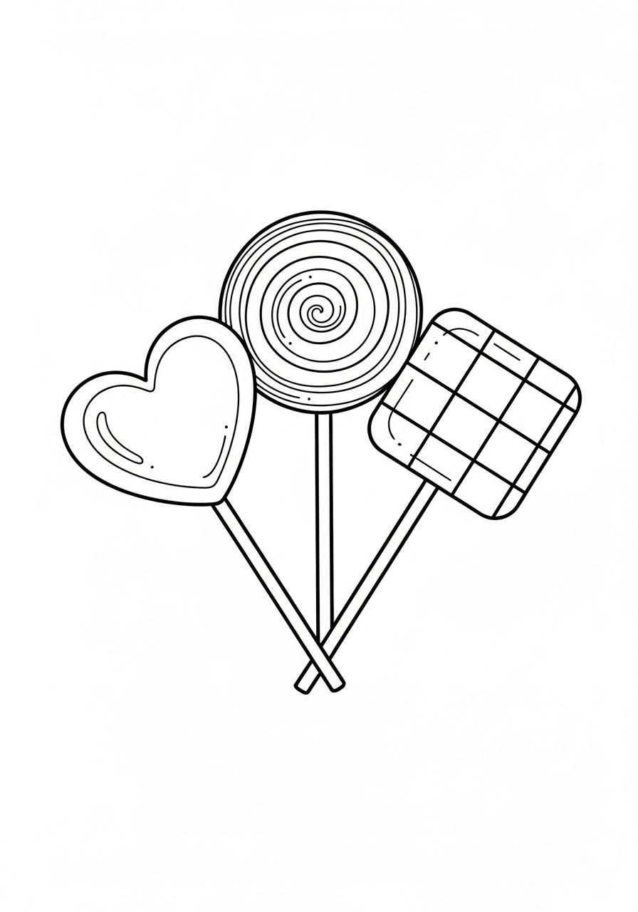 Lollipop Coloring Pages 32 Three different shapes of lollipop coloring page