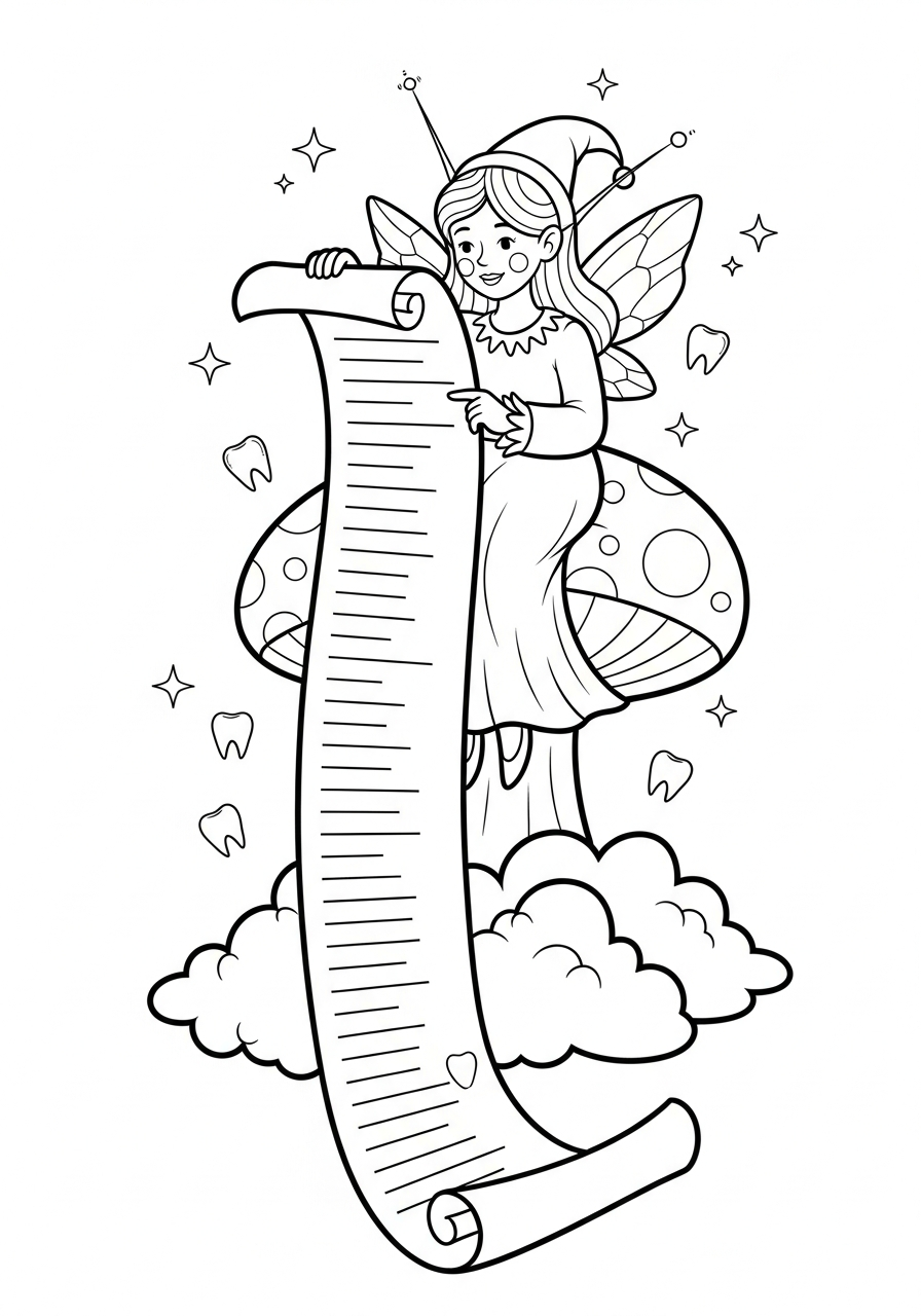 Tooth Fairy Coloring Pages 18 Tooth Fairy reading scroll name list coloring page