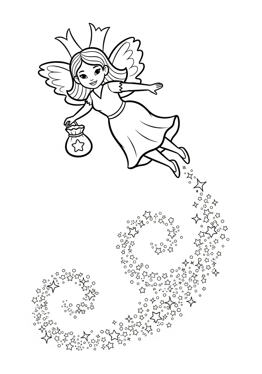 Tooth Fairy Coloring Pages 22 Tooth Fairy spreading magical pixie dust coloring page