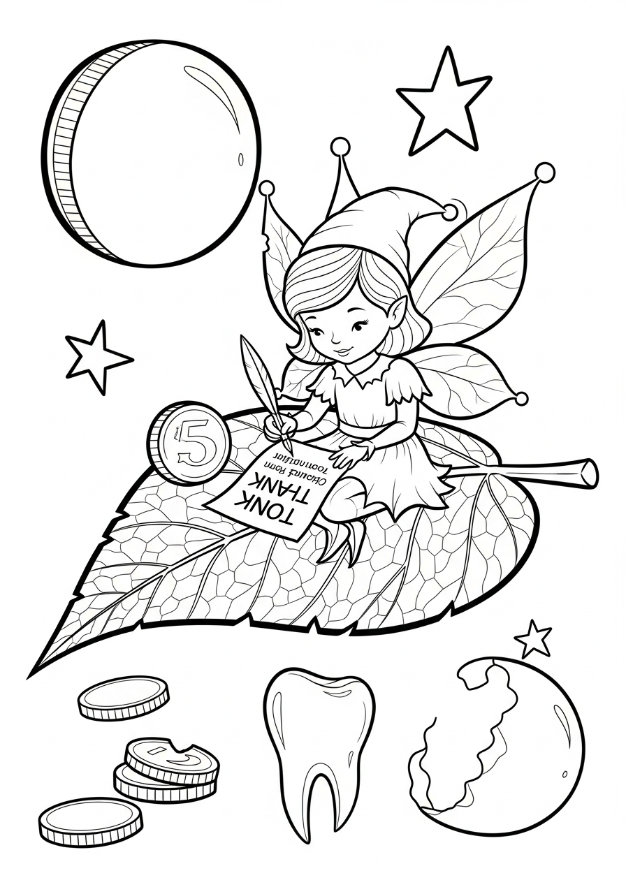Tooth Fairy Coloring Pages 30 Tooth Fairy writing thank you note coloring page