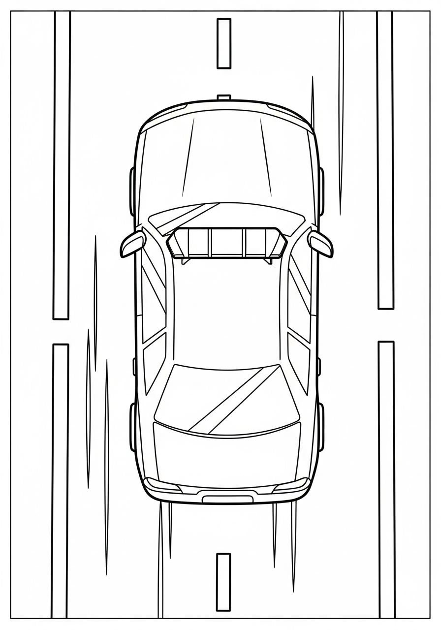 Police Car Coloring Pages 30 Top view of driving police car coloring page