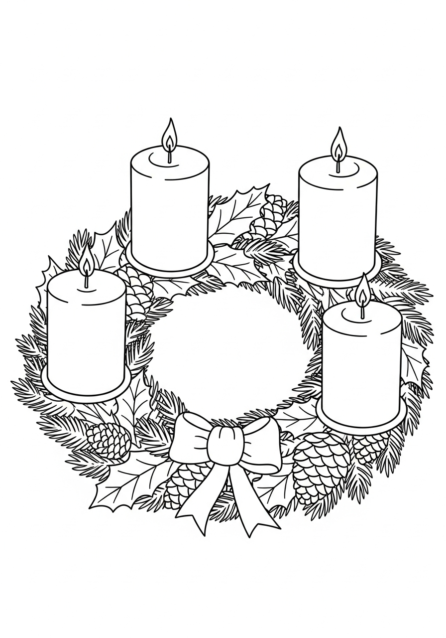 Advent Wreath Coloring Pages 29 Traditional four candles Advent Wreath coloring page