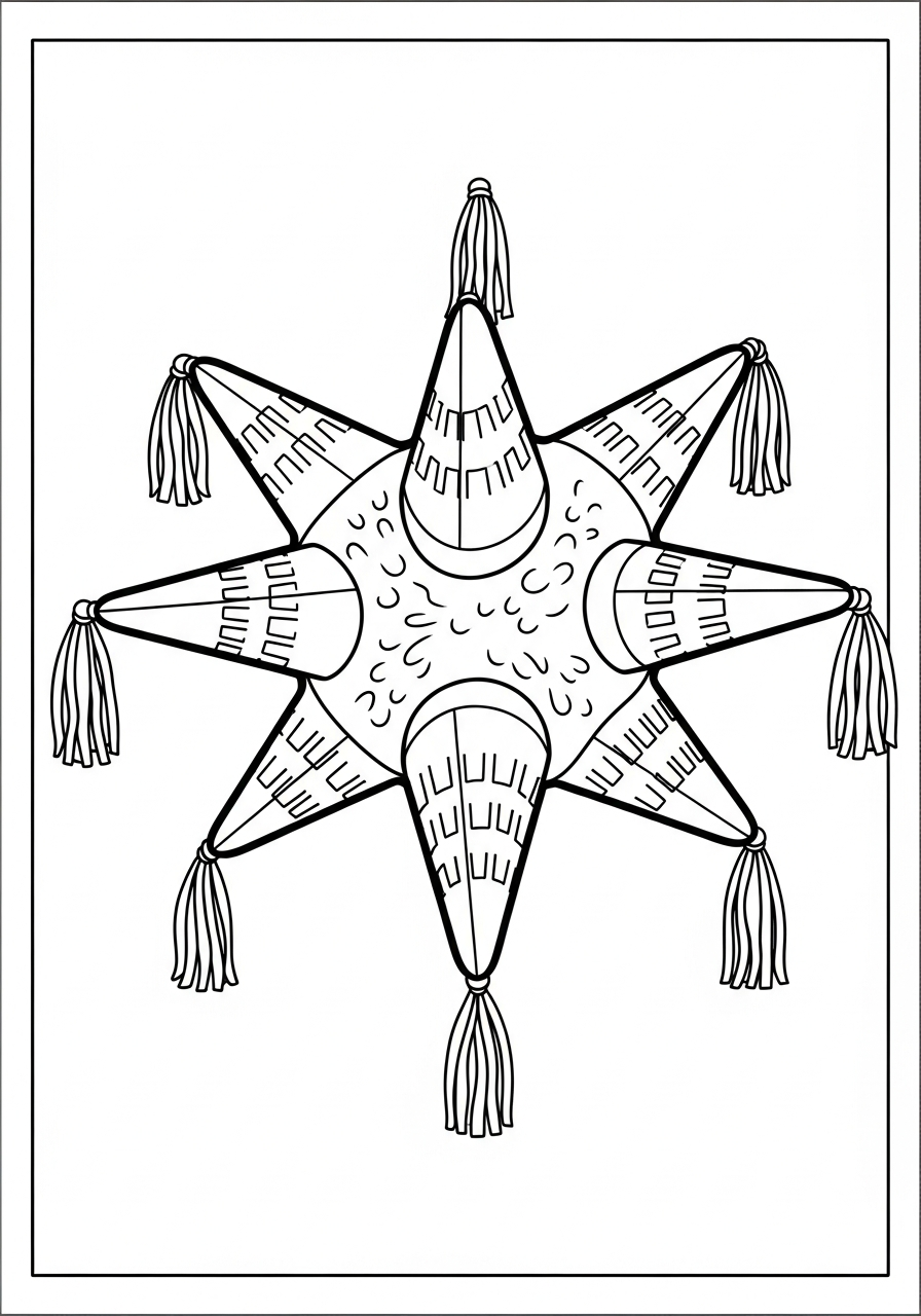 Las Posadas Coloring Pages 30 Traditional seven point star piñata coloring page