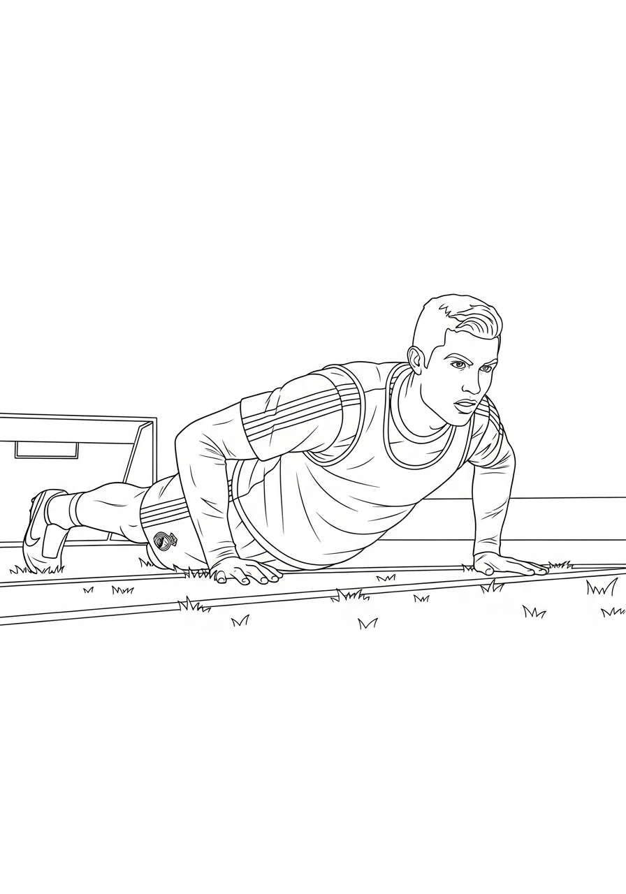 Training pushups Cristiano Ronaldo coloring page
