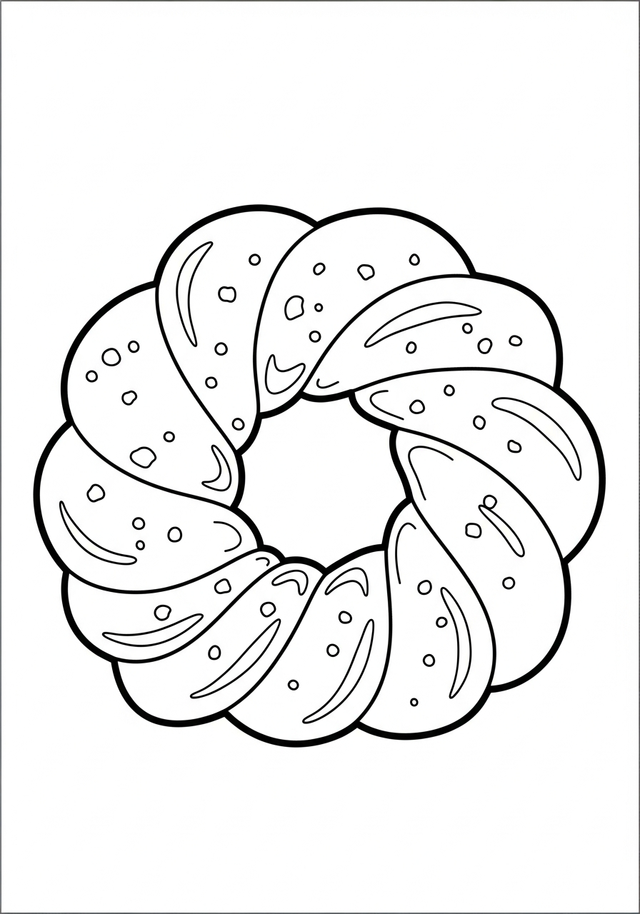 Donut Coloring Pages 36 Twisted french cruller donut pastry coloring page