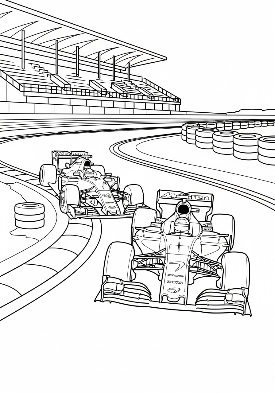 McLaren Coloring Pages 38 Two McLaren cars racing coloring page