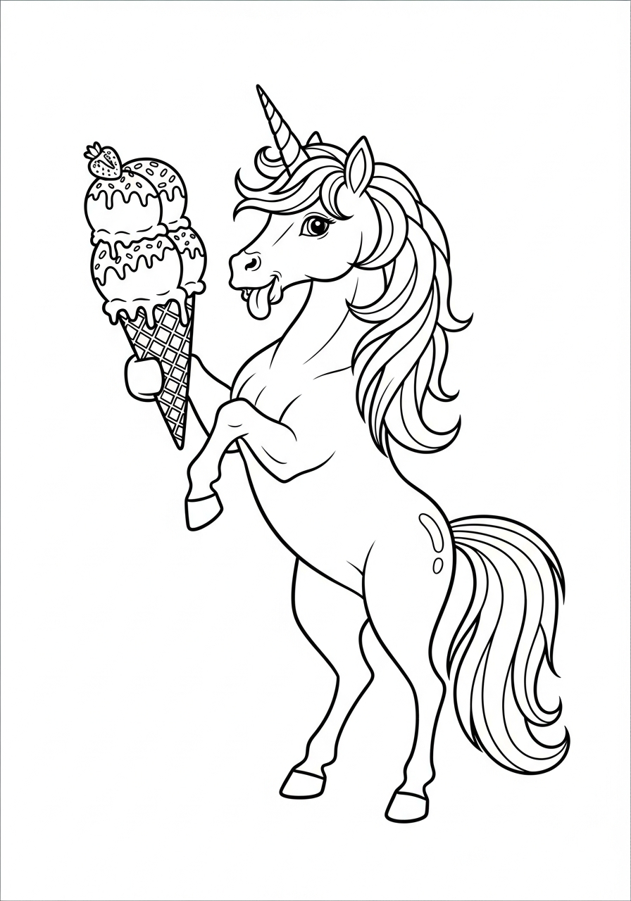 Unicorn Coloring Pages 27 Unicorn with big ice cream coloring page