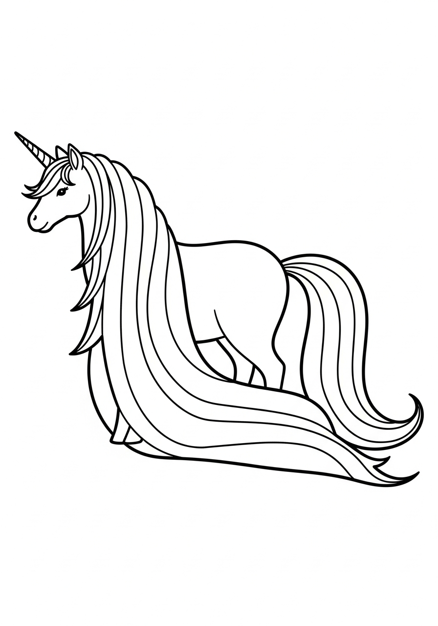 Unicorn Coloring Pages 29 Unicorn with long flowing mane coloring page