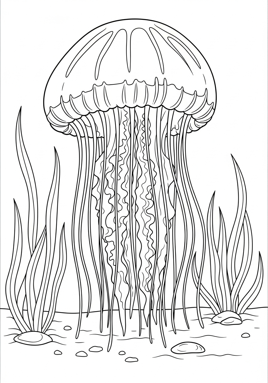 Jellyfish Coloring Pages 29 Upside down cassiopea jellyfish coloring page