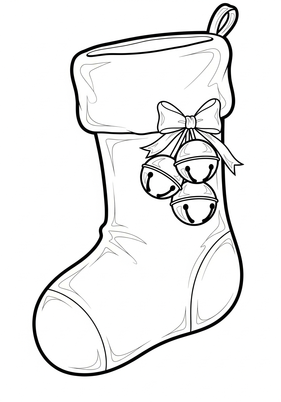Velvet texture with bells Christmas Stocking coloring page