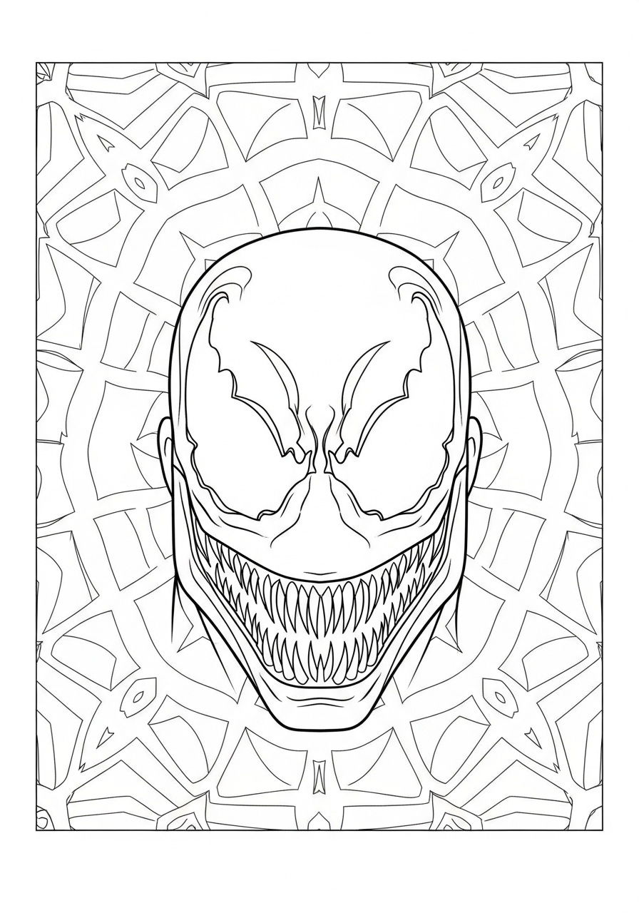 Venom Coloring Pages 20 Venom face mandala pattern art coloring page