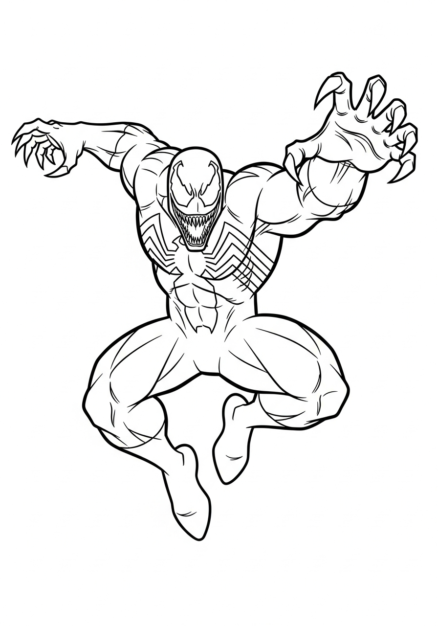 Venom Coloring Pages 23 Venom jumping with sharp claws coloring page