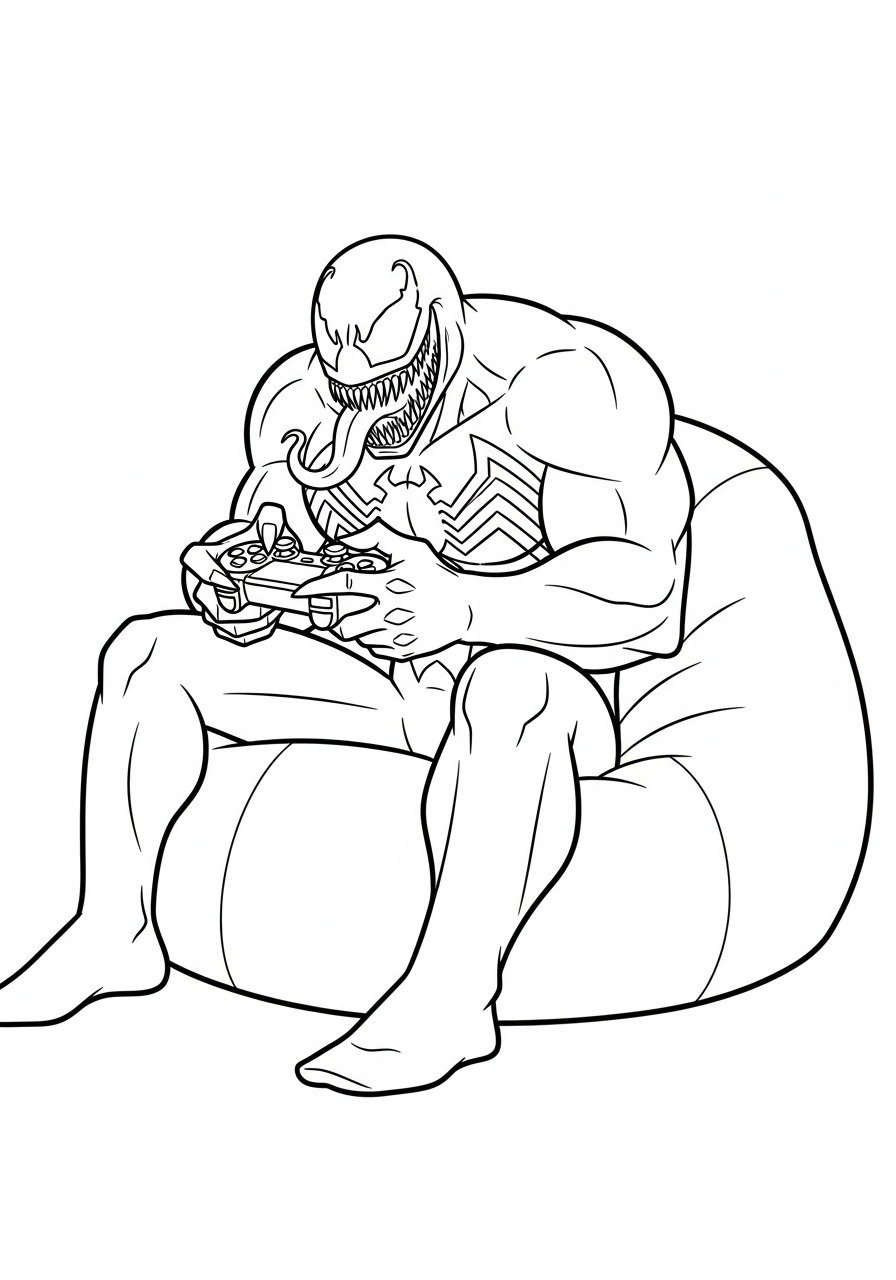 Venom Coloring Pages 25 Venom playing with game controller coloring page