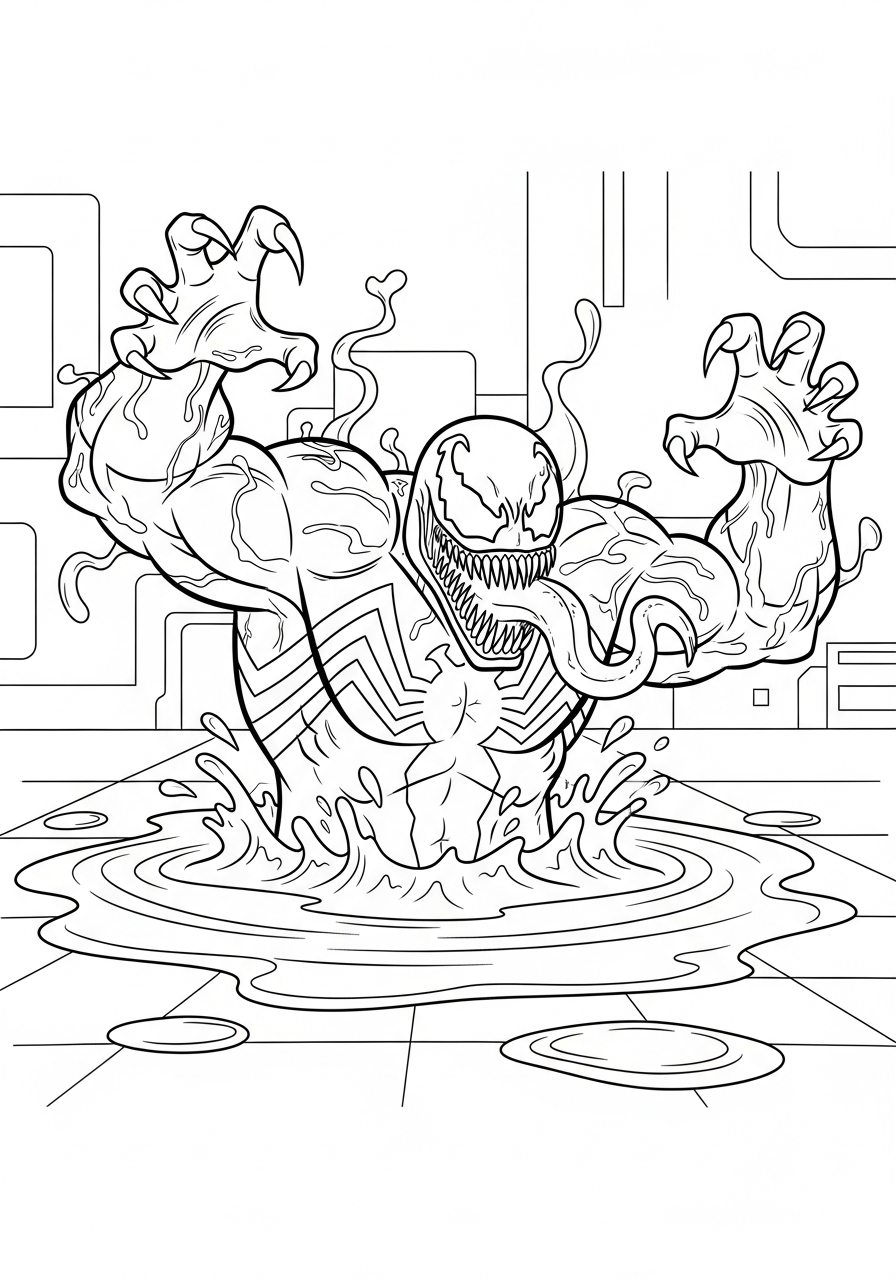 Venom Coloring Pages 27 Venom rising from black liquid coloring page