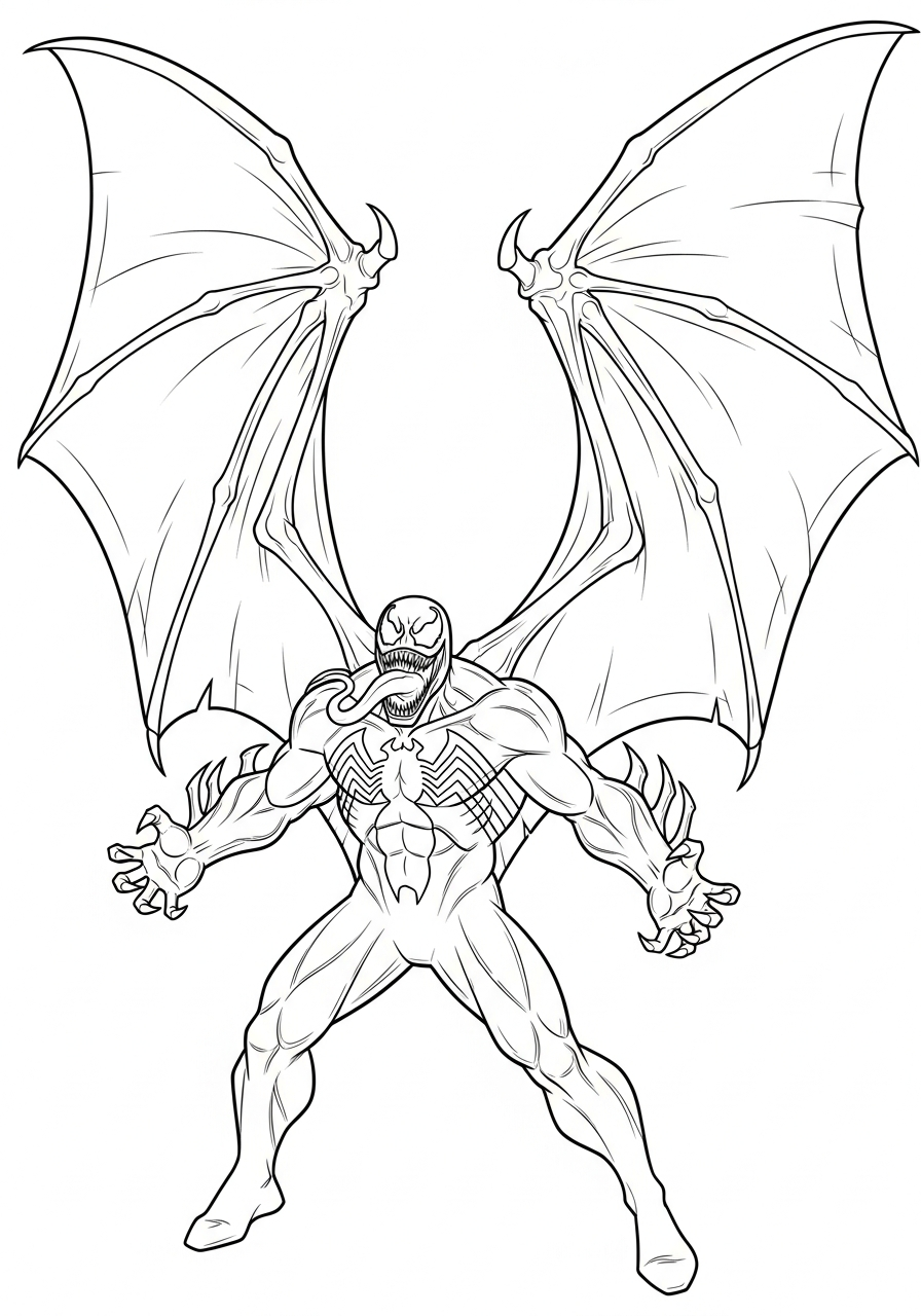 Venom Coloring Pages 30 Venom with big dragon wings coloring page