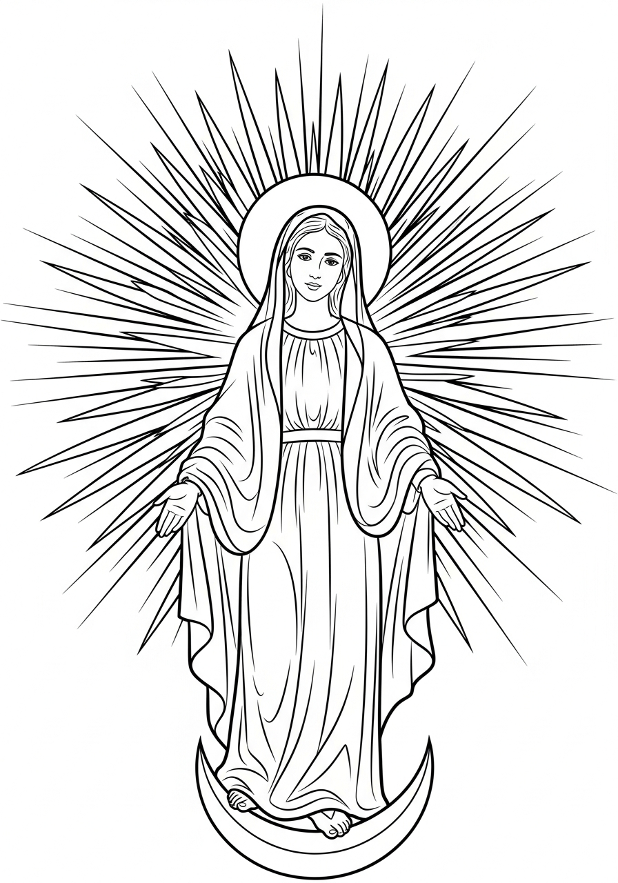 Virgin Mary clothed with sun coloring page