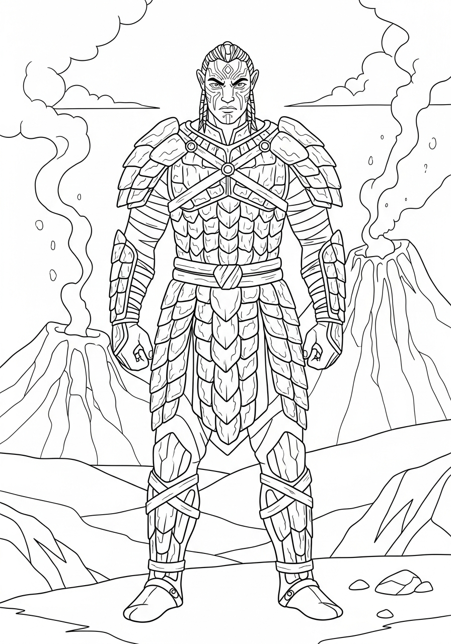 Volcanic armor gear Avatar 3 coloring page